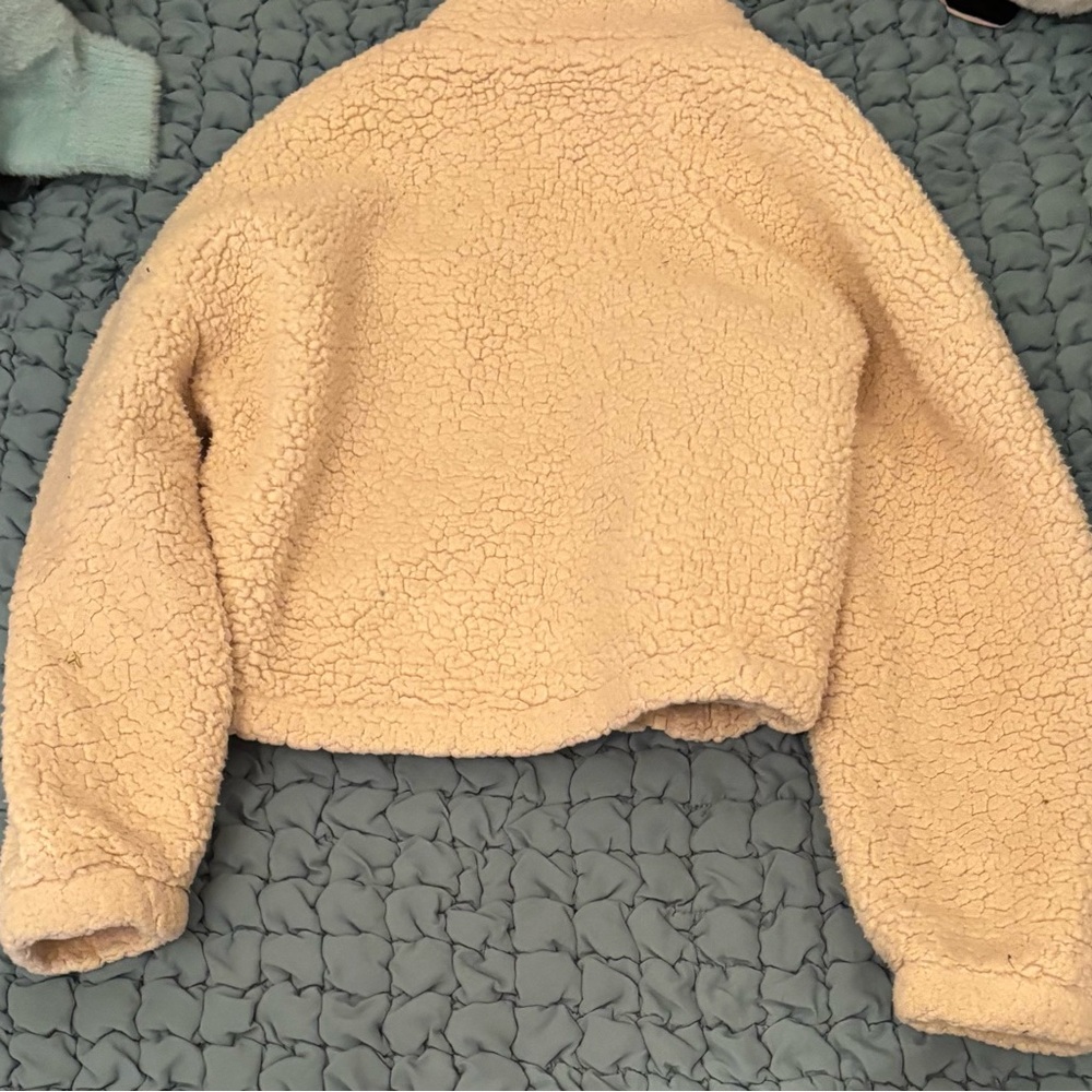 Cream Sherpa Zippered Jacket - Picture 2 of 5